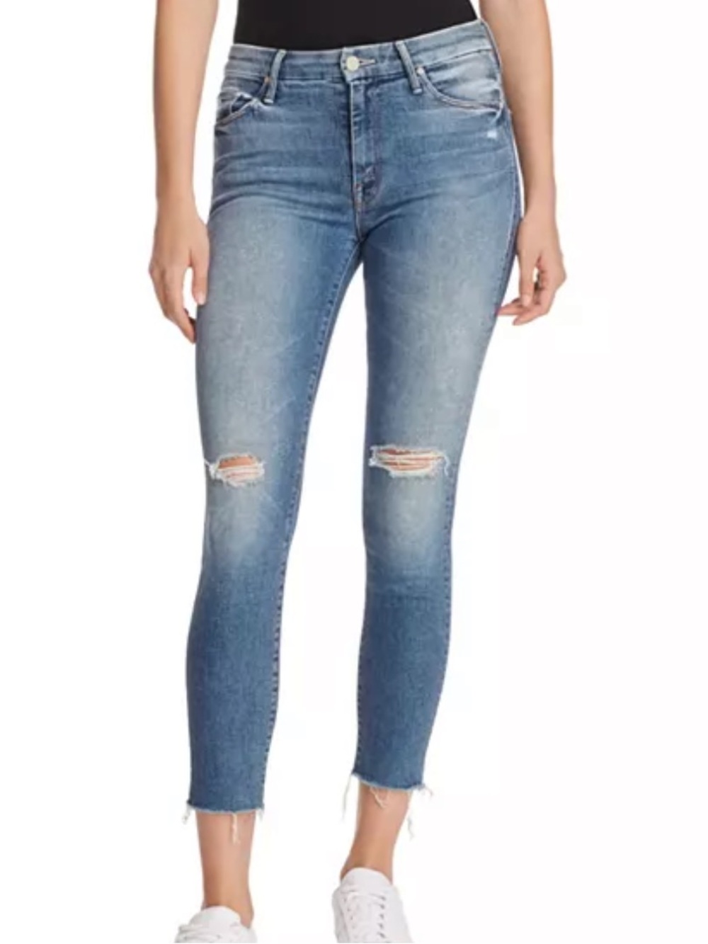 MOTHER The Looker Ankle Fray High Waisted Jeans in Furiously Happy